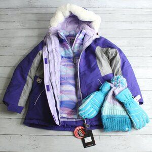 ZeroXposur Girl's 3 in 1 Winter Coat Size 14 16 Water Resistant Ski Gloves